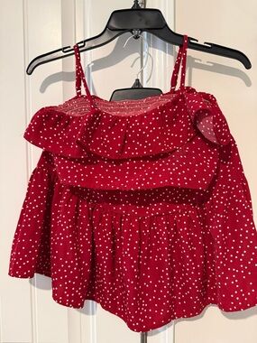 Girls Red Polka Dot Ruffle Dress